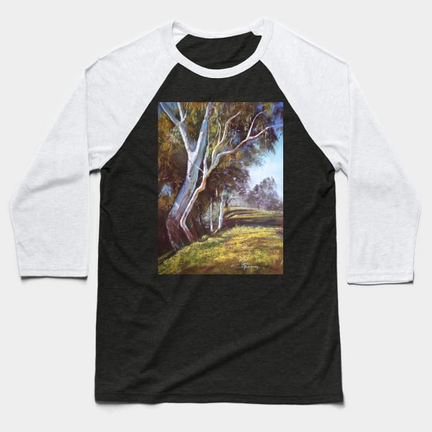 'River Bank Bends' Baseball T-Shirt by Lyndarob
